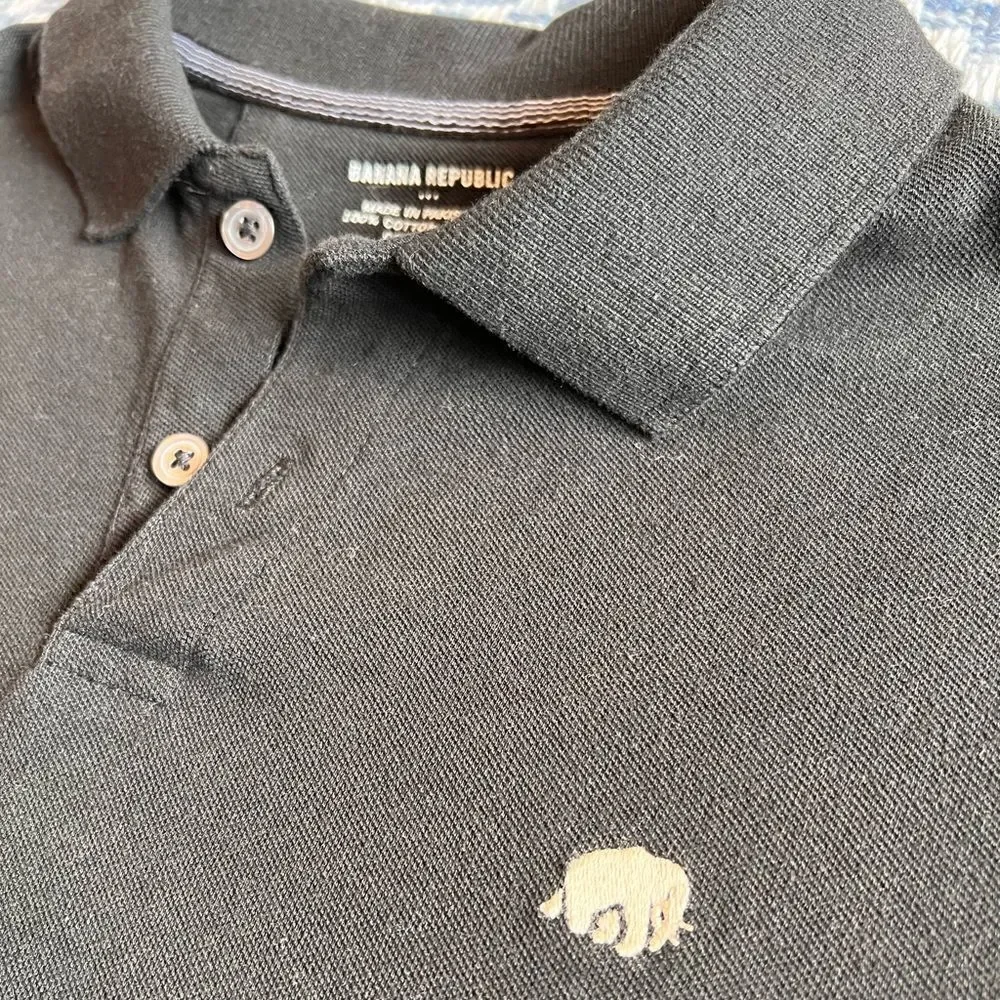 Banana Republic Men’s Large Black Elephant Logo Polo Shirt